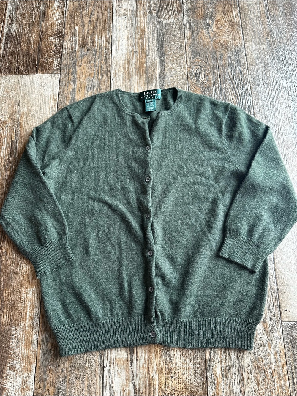 Vintage Lauren Ralph Lauren Button Cardigan Sweater Women Petite Medium Cashmere